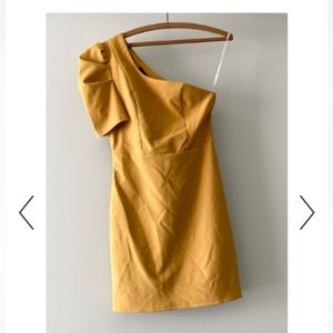 One shoulder lulus dress mustard